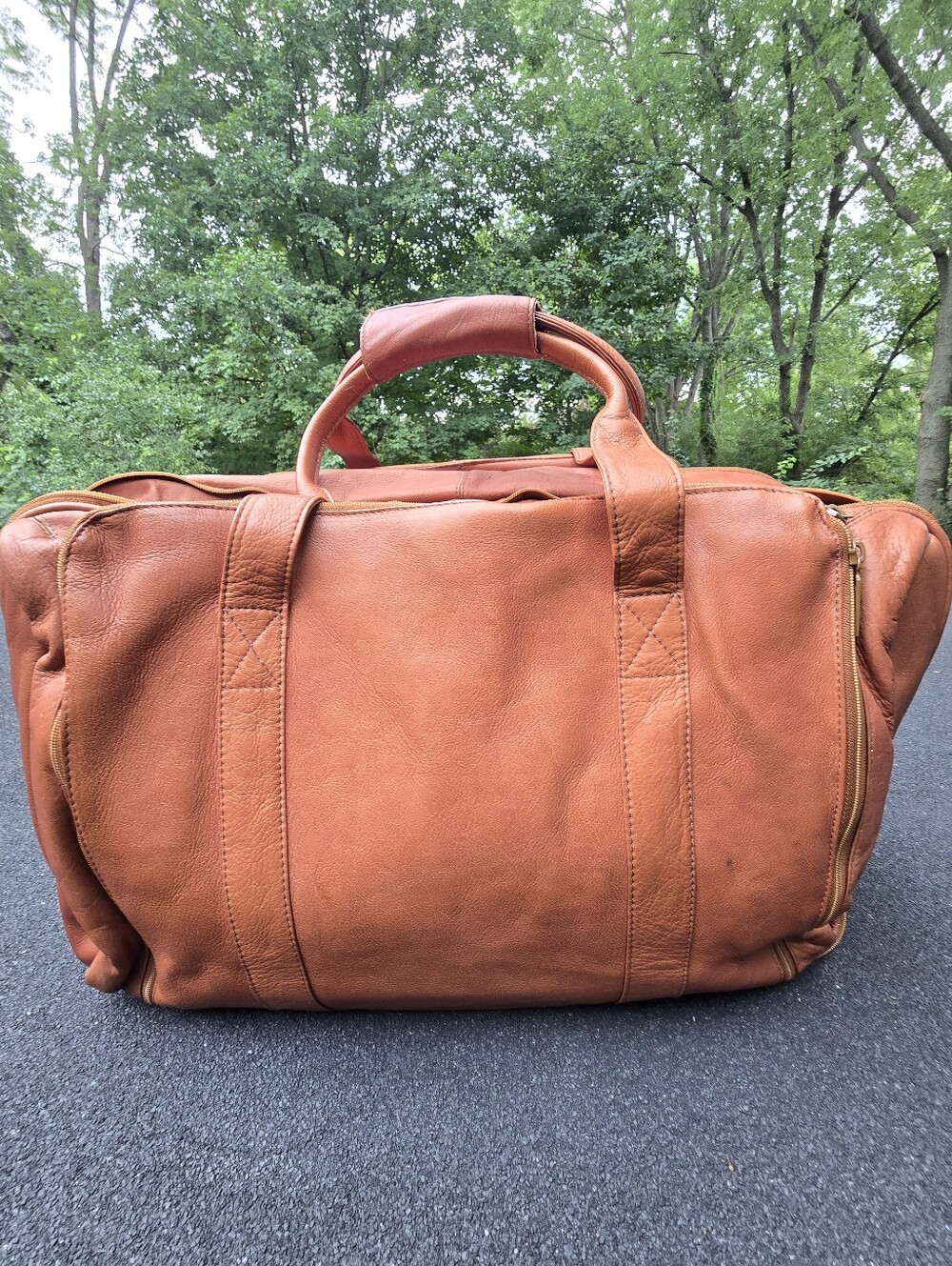 Vintage Leather Duffel Bag Weekender By CORTEZ Made In Colombia Saddle Color
